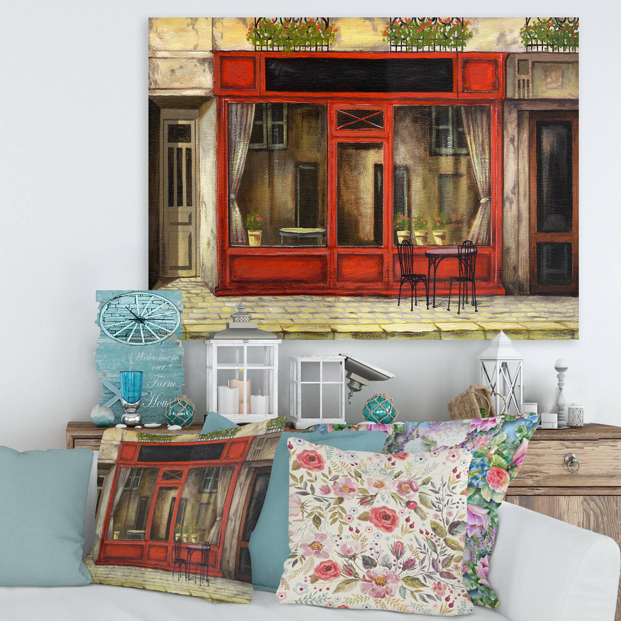 Designart - Red Facade of Charming Shop In Paris I